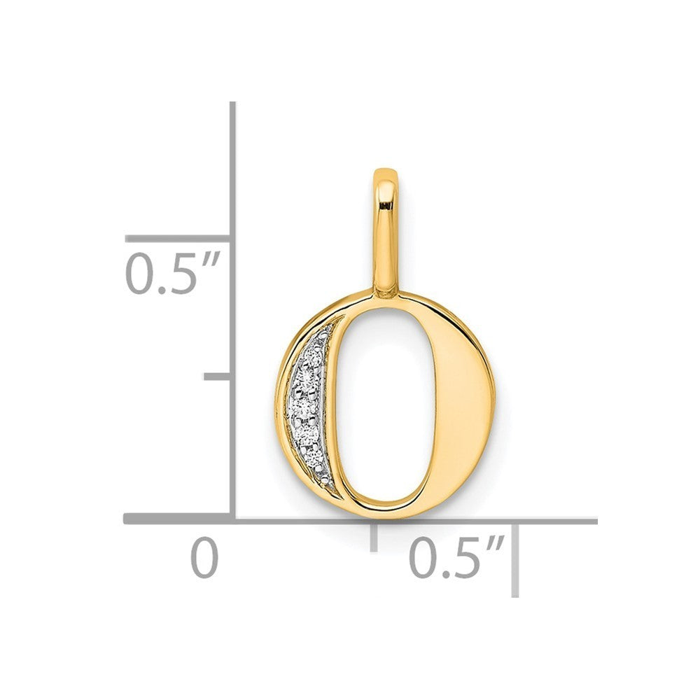 14k Yellow Gold Diamond Letter O Initial Pendant