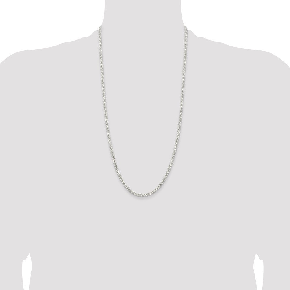 Sterling Silver 3.7mm Round Spiga Chain Necklace 28"