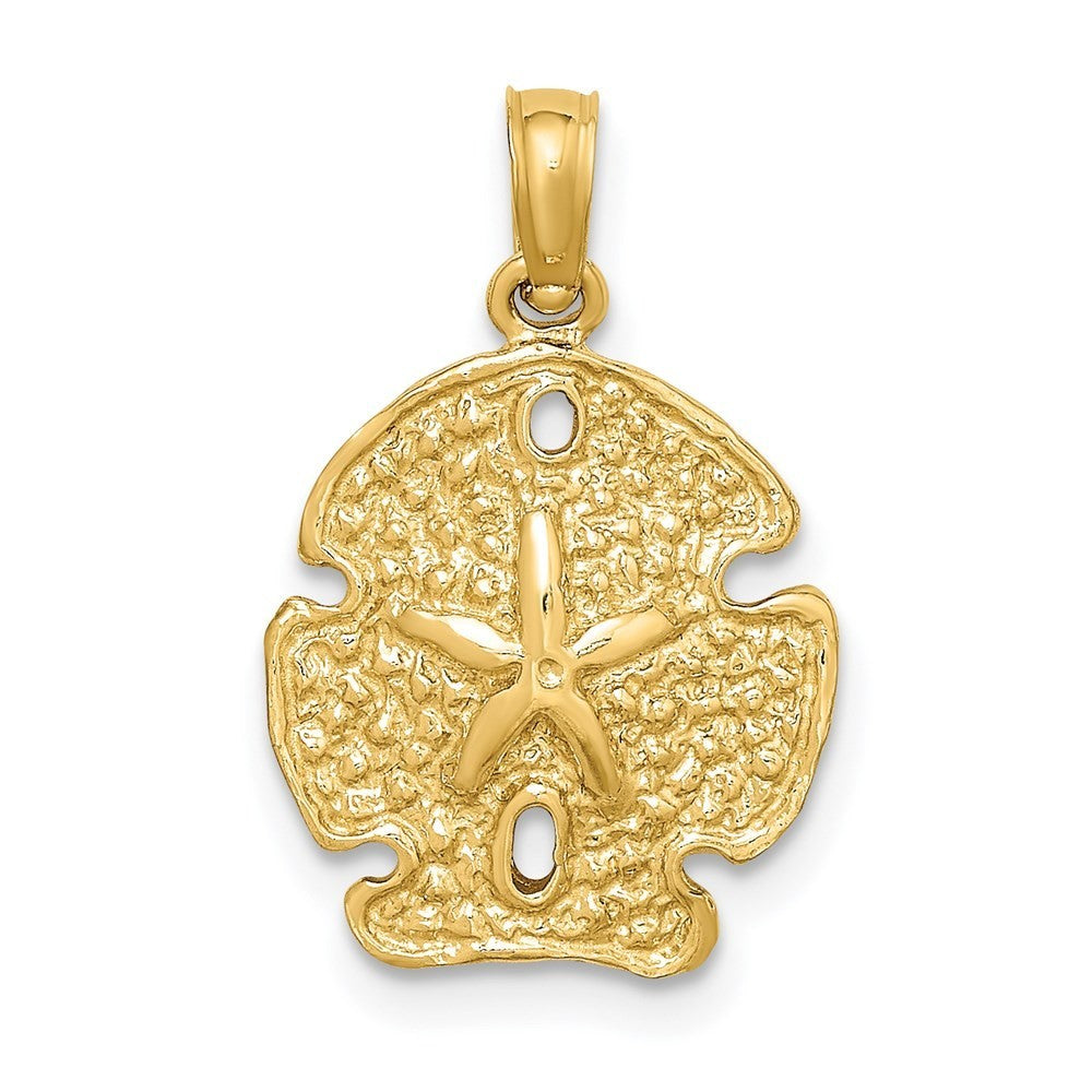 14k Yellow Gold Polished Sand Dollar Charm Pendant