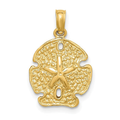 14k Yellow Gold Polished Sand Dollar Charm Pendant