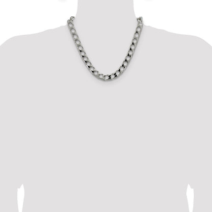 Sterling Silver 10.3mm Diamond-Cut Square Curb Chain Necklace 20"