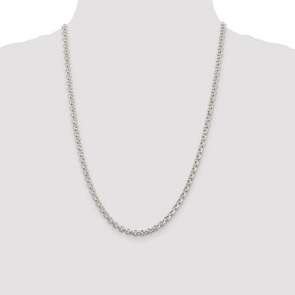 Sterling Silver Rhodium-plated 4.6mm Rolo Chain Necklace 24"