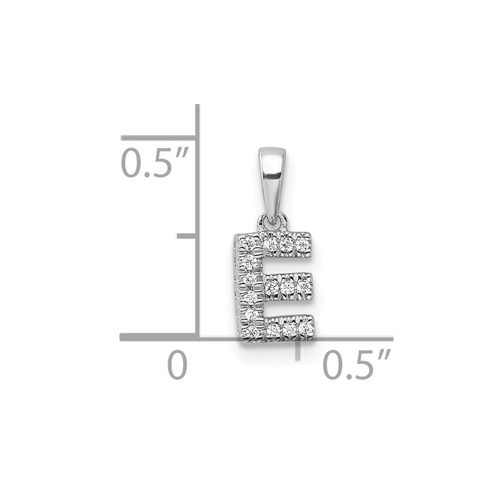 14k White Gold Diamond Letter E Initial with Bail Pendant