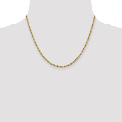 14k Yellow Gold 2.8mm Semi Solid Rope with Lobster Clasp Chain Necklace 18"