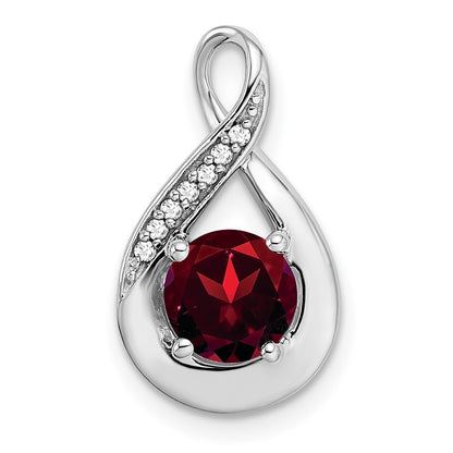 14k White Gold Garnet and Diamond Pendant
