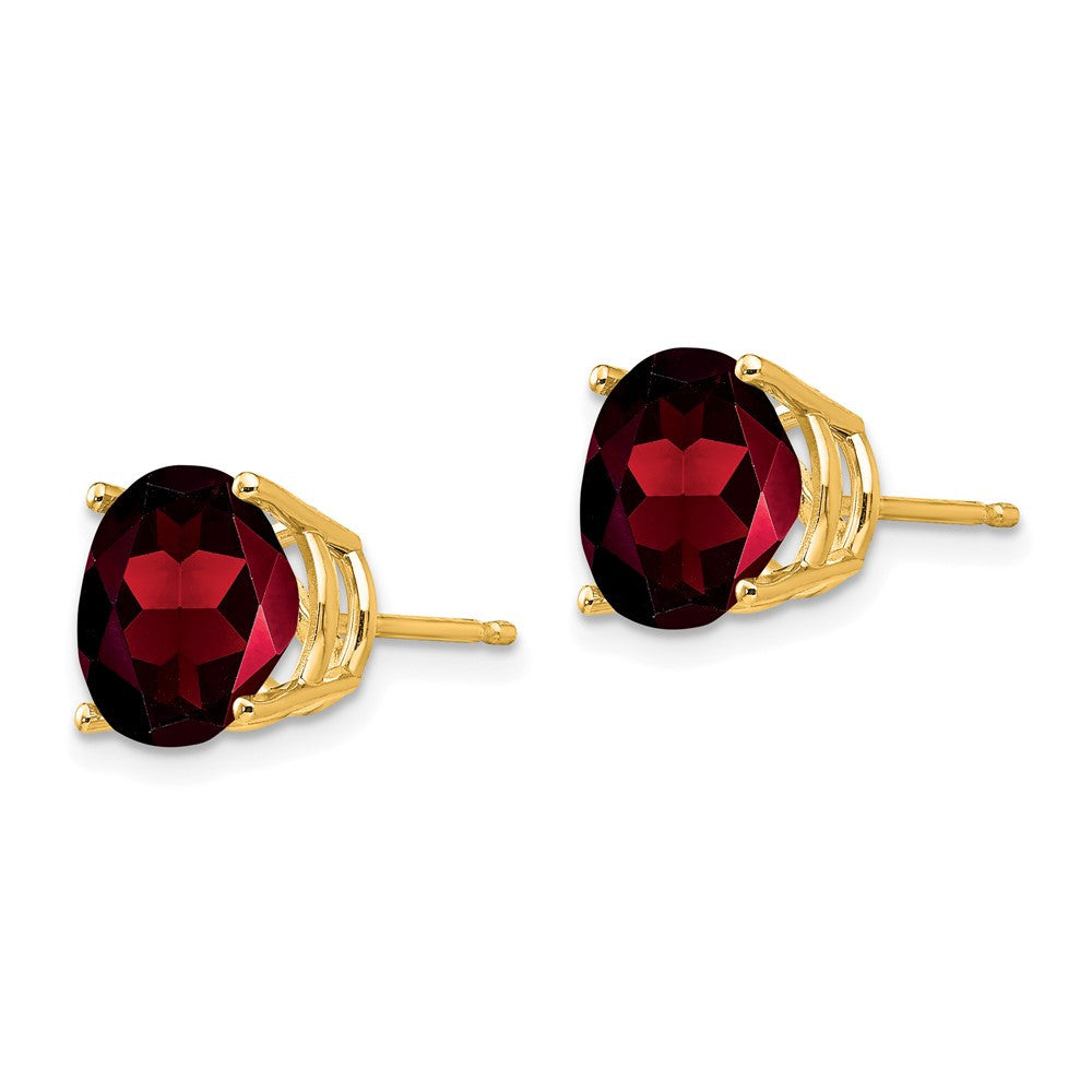 14k Yellow Gold 9mm Garnet Stud Earrings