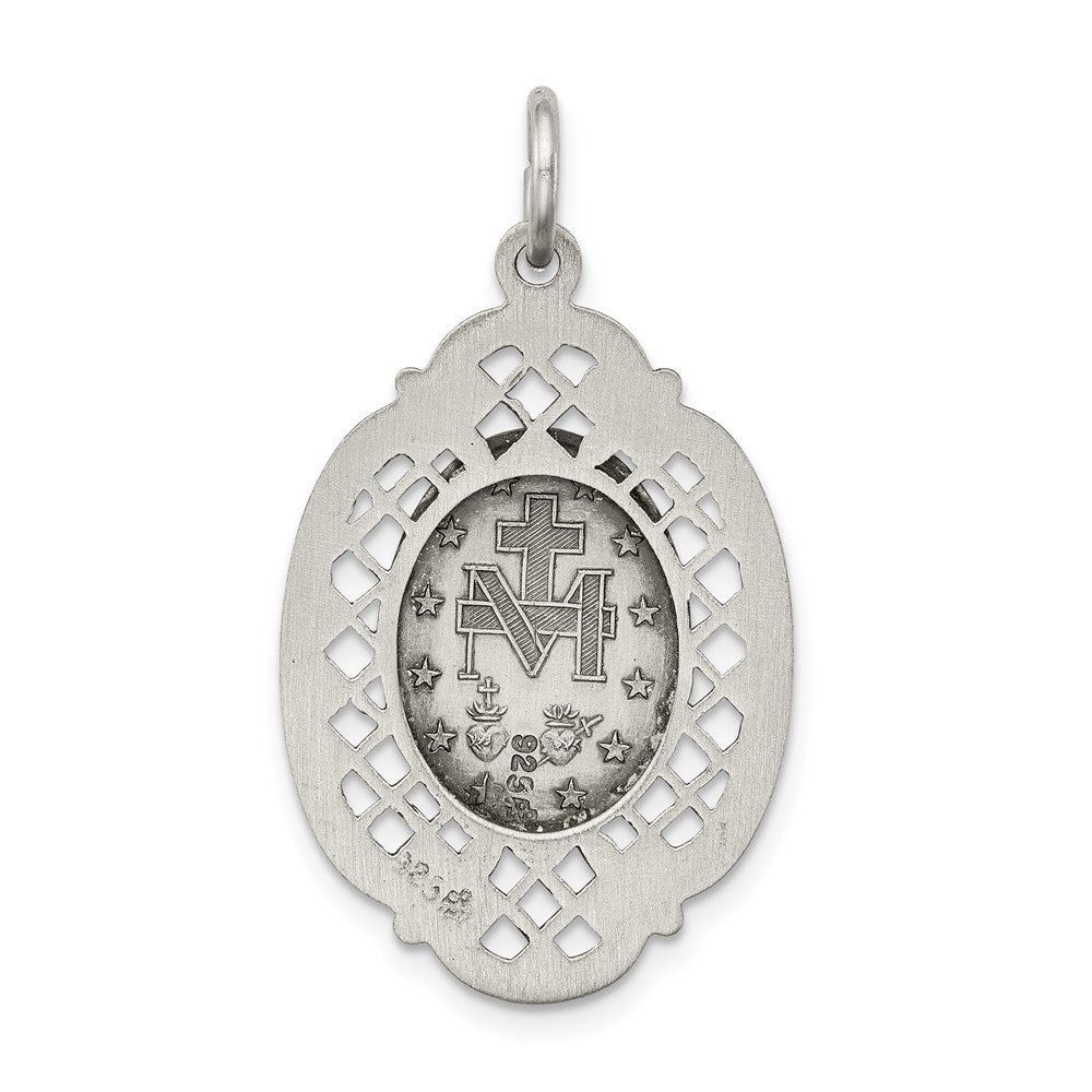 Sterling Silver Antiqued Miraculous Medal Pendant
