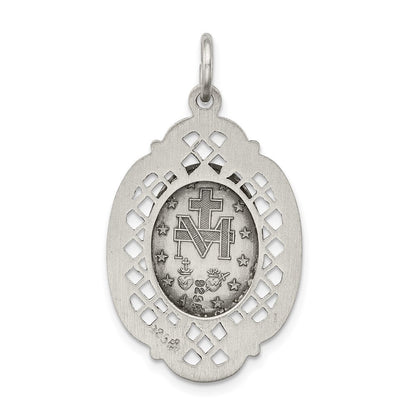 Sterling Silver Antiqued Miraculous Medal Pendant