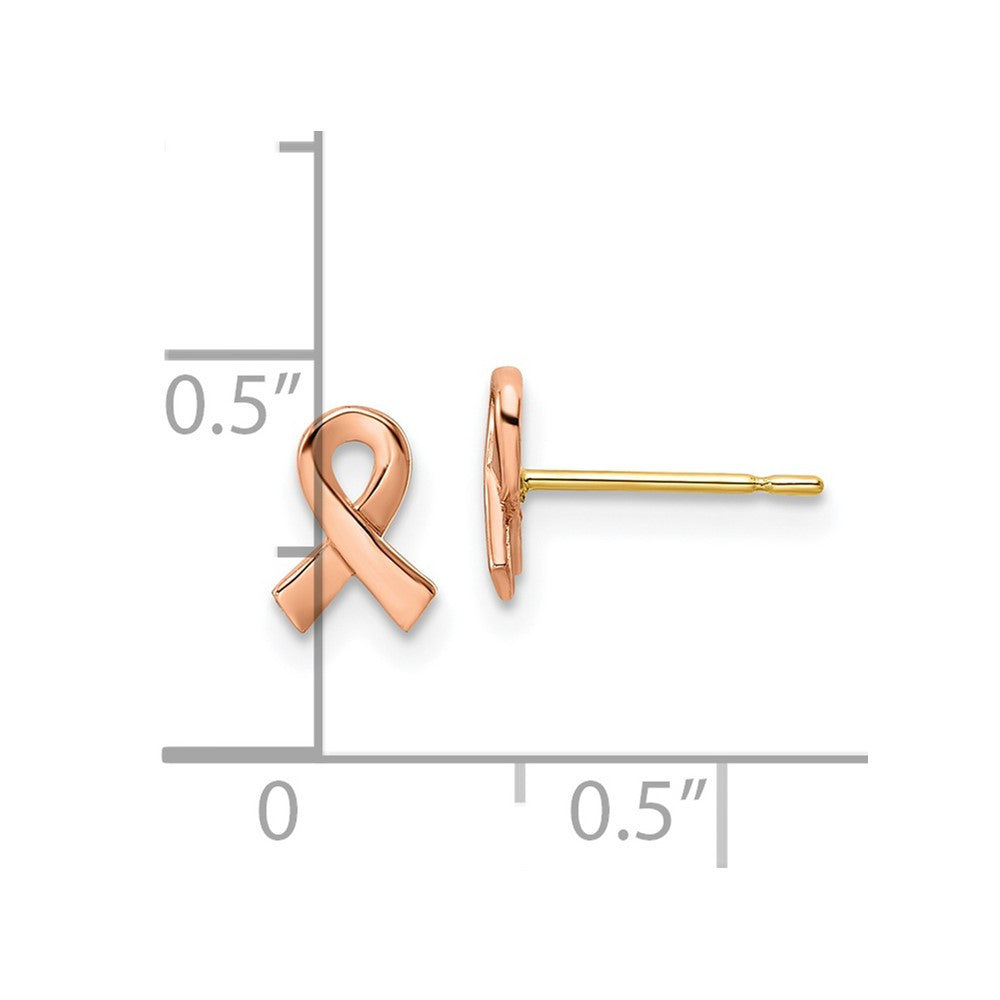 14k Two-tone Rose & Yellow Awareness Ribbon Yellow Gold Stud Earrings