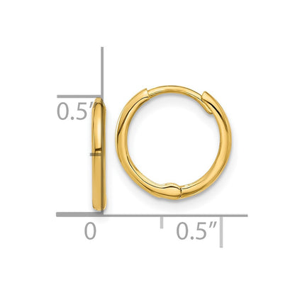 14k Yellow Gold Polished 1.45x13mm Hinged Huggie Hoop Earrings