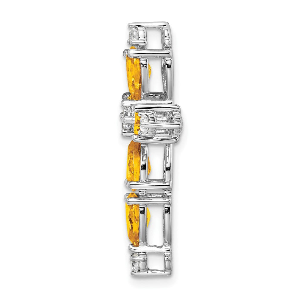 14k White Gold Citrine and Diamond Cross Chain Slide Pendant