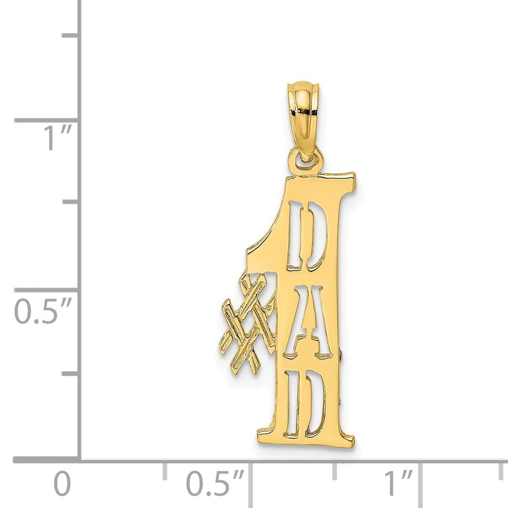 14k Yellow Gold #1 DAD Cut-out Vertical Charm Pendant