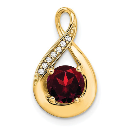 14k Yellow Gold Garnet and Diamond Pendant