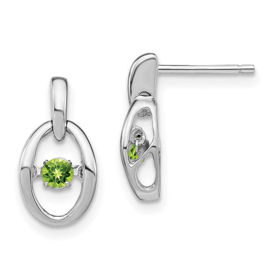 Sterling Silver Rhodium Peridot Birthstone Vibrant Dangle Earrings