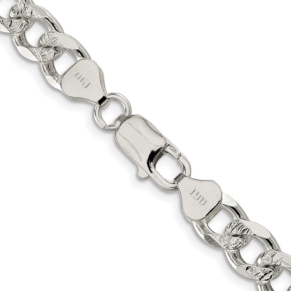 Sterling Silver Rhodium-plated 8.3mm Pav� Curb Chain Necklace 26"