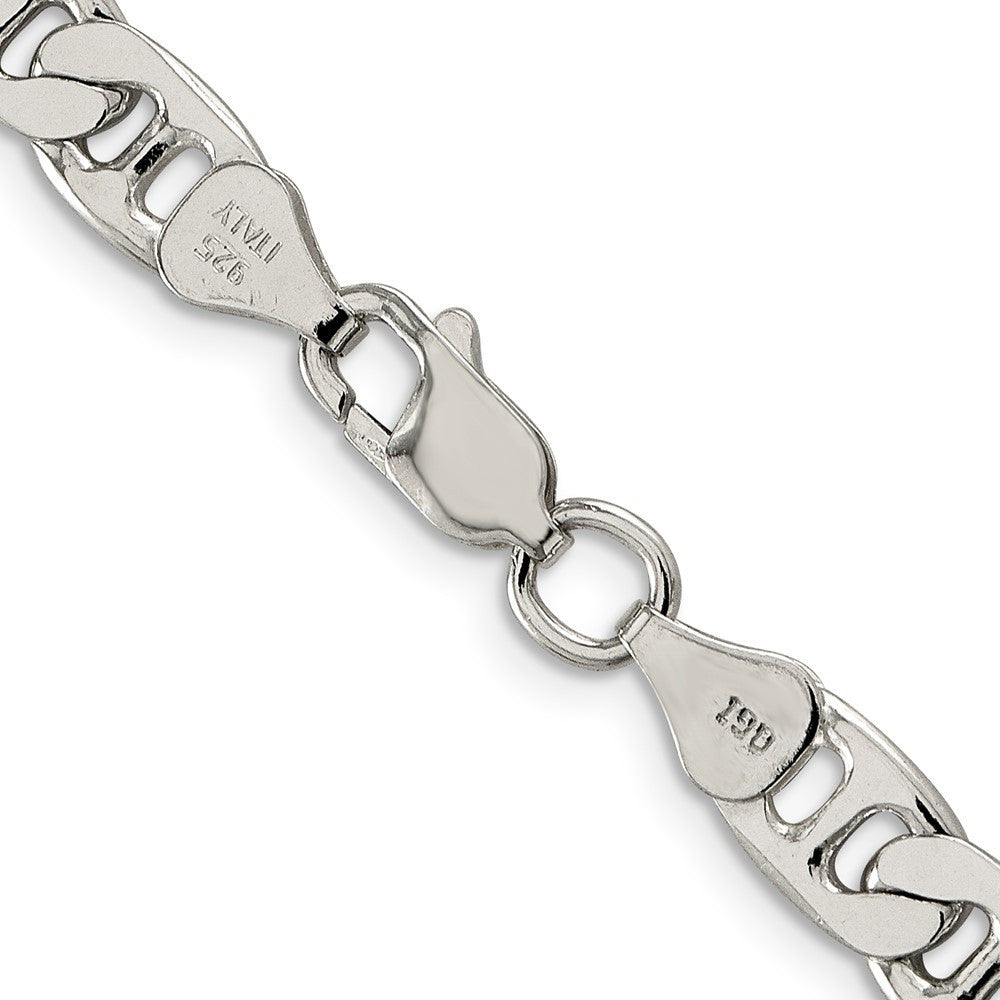 Sterling Silver 6.5mm Flat Anchor Chain Necklace 18"