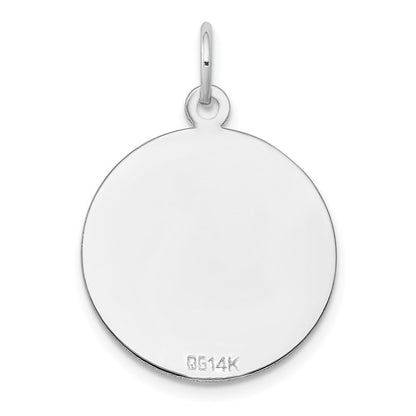 14k White Gold Etched .018 Gauge Engraveable Round Disc Charm Pendant