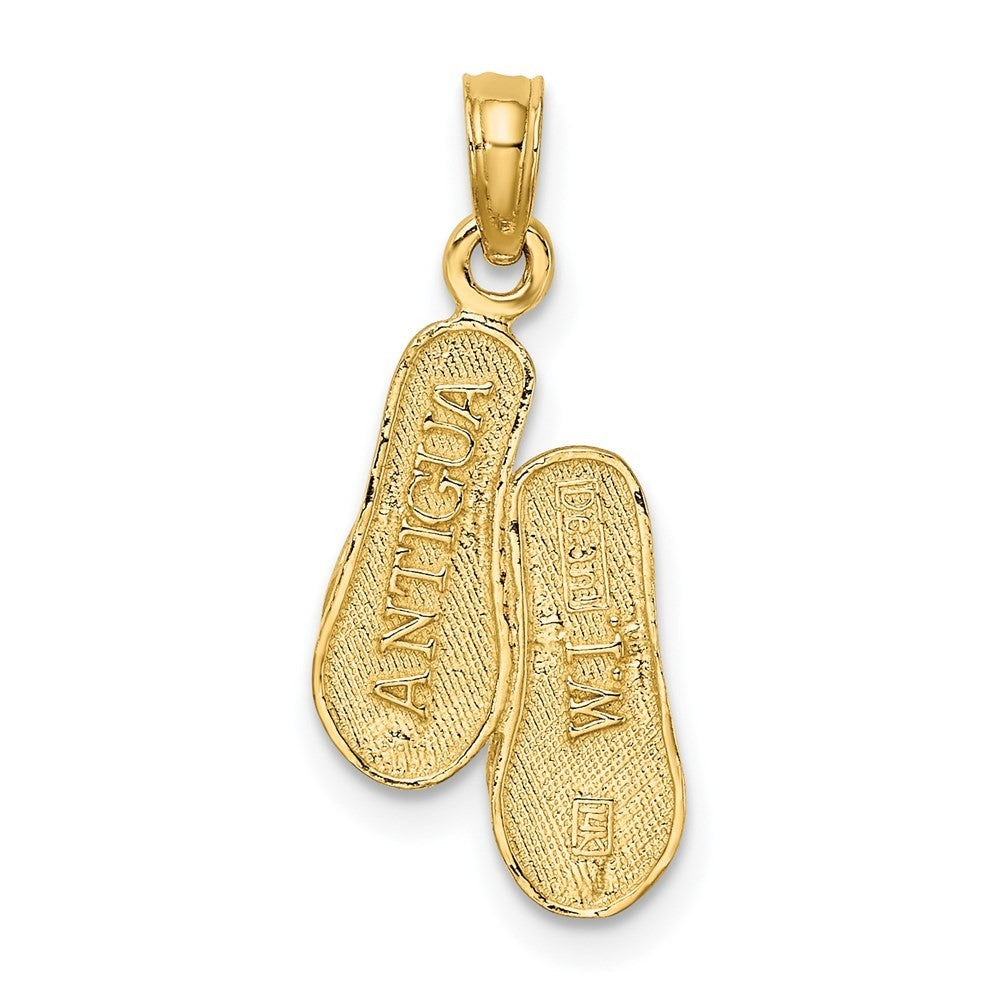 14k Yellow Gold ANTIGUA, W.I. Double Flip-Flop Charm Pendant