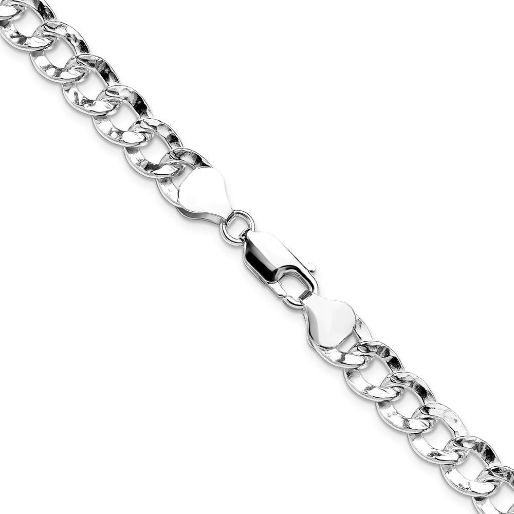 Sterling Silver 7.6mm Hammered Curb Chain Necklace 24"