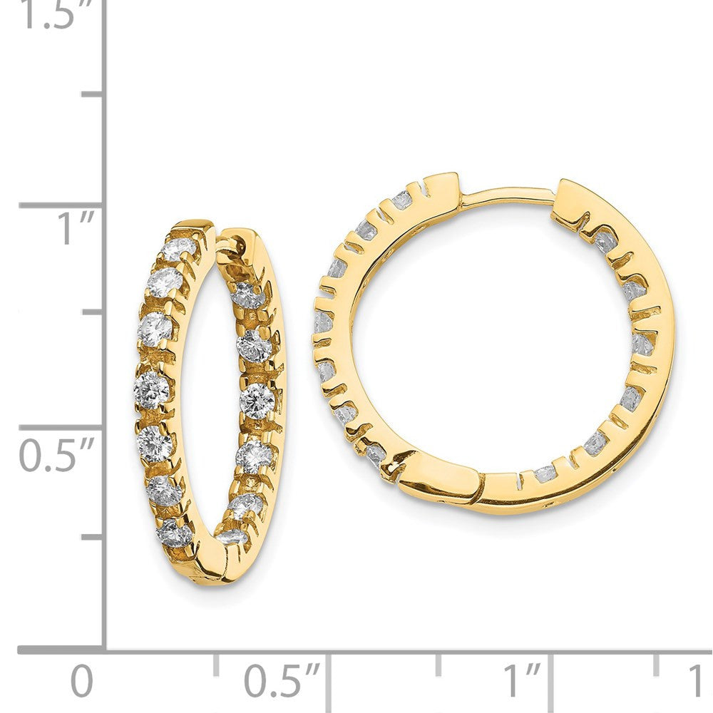 14k Yellow Gold AA Diamond Hinged Hoop Earrings