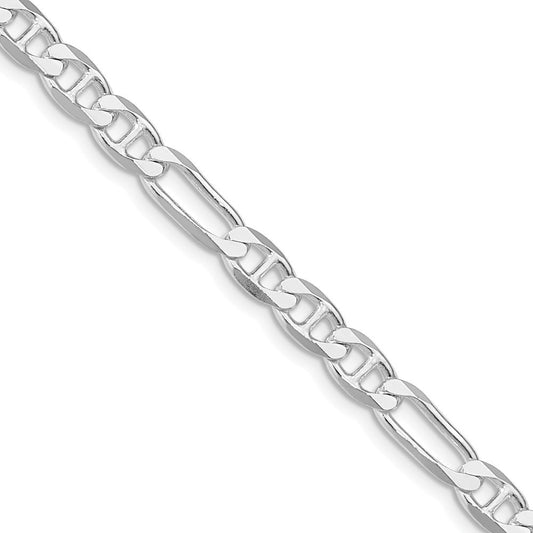 Sterling Silver Rhodium-plated 5.5mm Figaro Anchor Chain Necklace 20"
