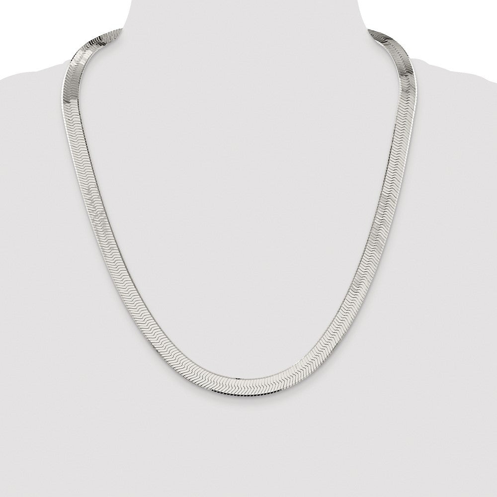 Sterling Silver Rhodium-plated 8.75mm Magic Herringbone Chain Necklace 24"