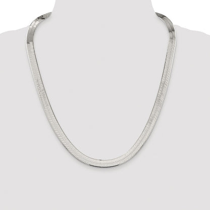Sterling Silver Rhodium-plated 8.75mm Magic Herringbone Chain Necklace 24"
