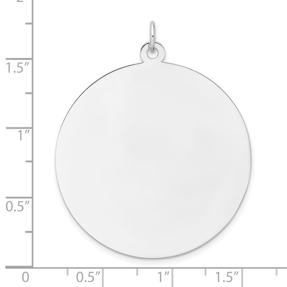 Sterling Silver Rhod-plated Polish Front Back Disc Charm Pendant
