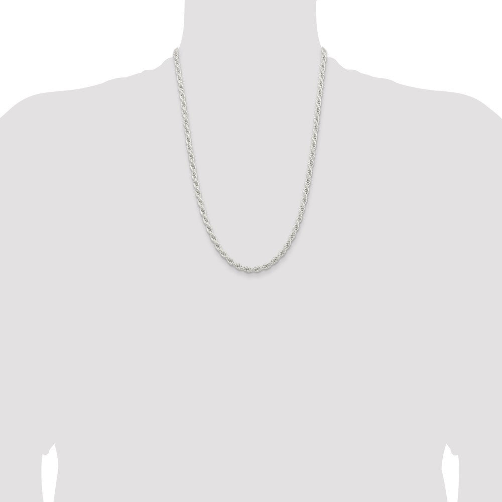 Sterling Silver 5mm Solid Rope Chain Necklace 24"