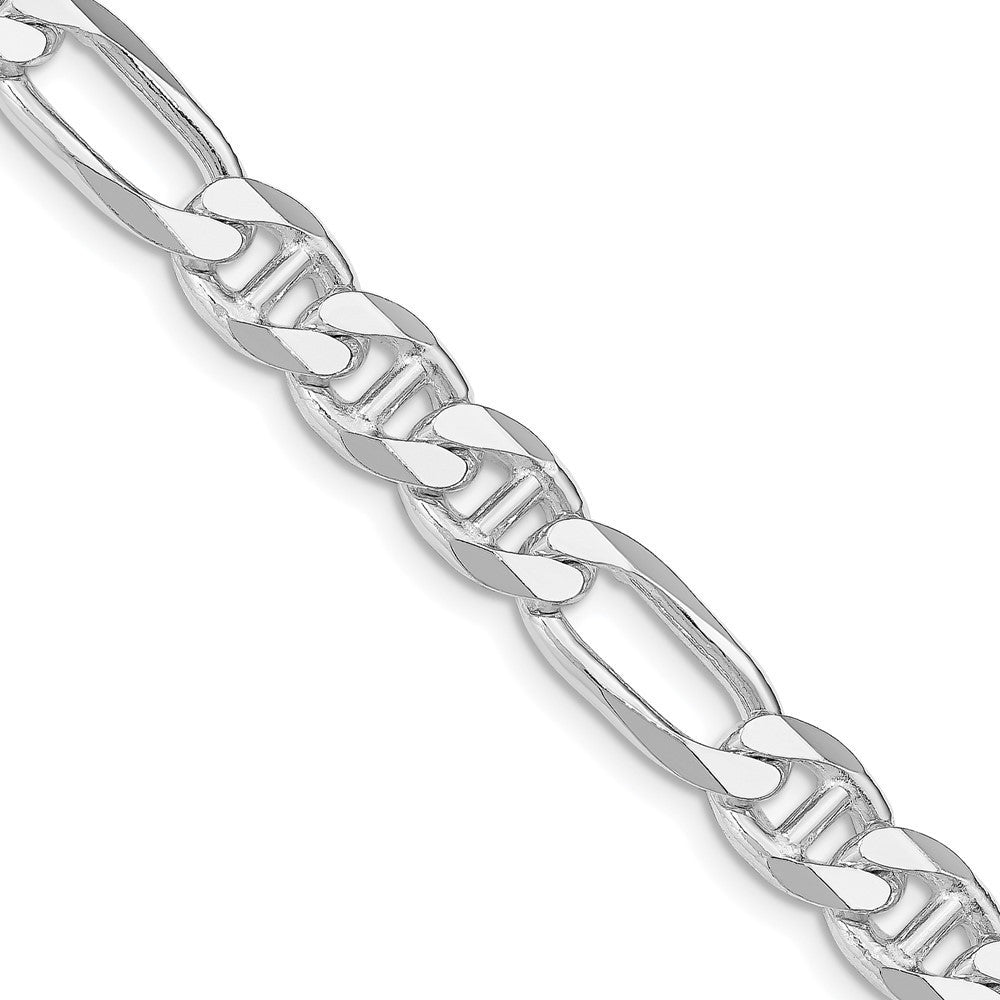 Sterling Silver Rhodium-plated 8.25mm Figaro Anchor Chain Necklace 20"