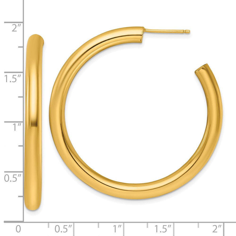 14k Yellow Gold Polished 4.0 x 45mm Tube C-Hoop Earrings