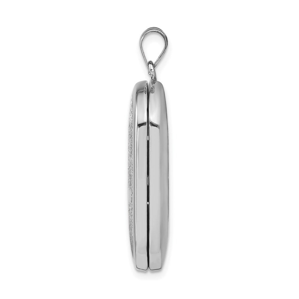 Sterling Silver Rhodium-plated Cross Rectangular Locket Pendant