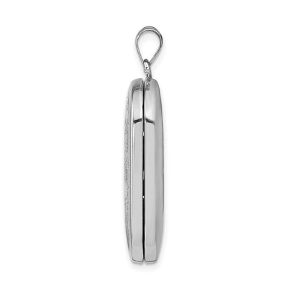Sterling Silver Rhodium-plated Cross Rectangular Locket Pendant