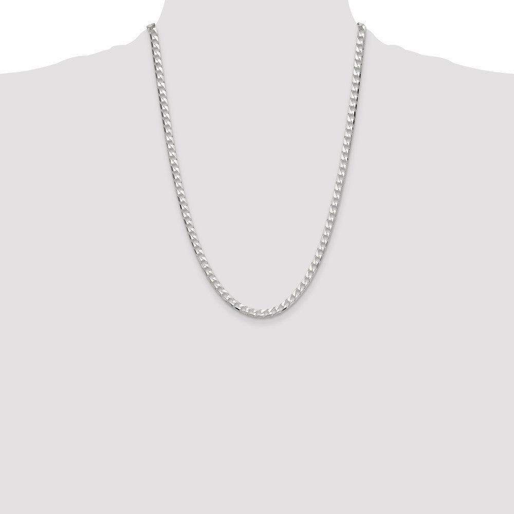 Sterling Silver 5mm Diamond-Cut Square Curb Chain Necklace 24"