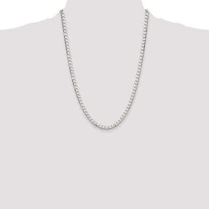 Sterling Silver 5mm Diamond-Cut Square Curb Chain Necklace 24"