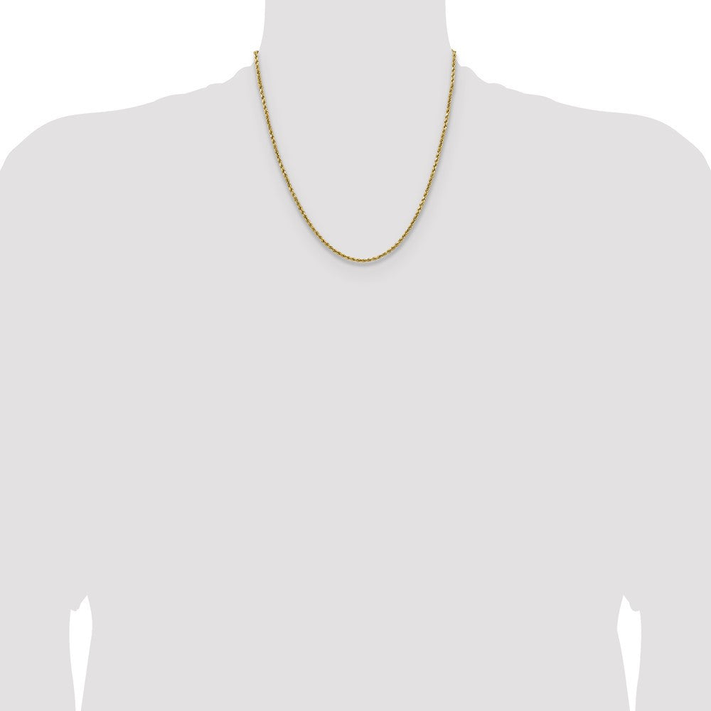 14k Yellow Gold 2.5mm Semi Solid Diamond-cut Rope Chain Necklace 20"