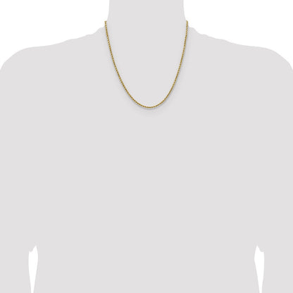 14k Yellow Gold 2.5mm Semi Solid Diamond-cut Rope Chain Necklace 20"