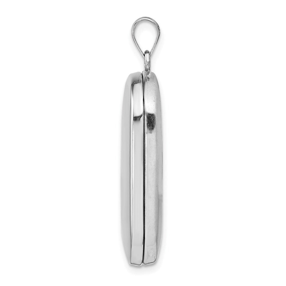 Sterling Silver Rhodium-plated Polished Rectangular Locket Pendant