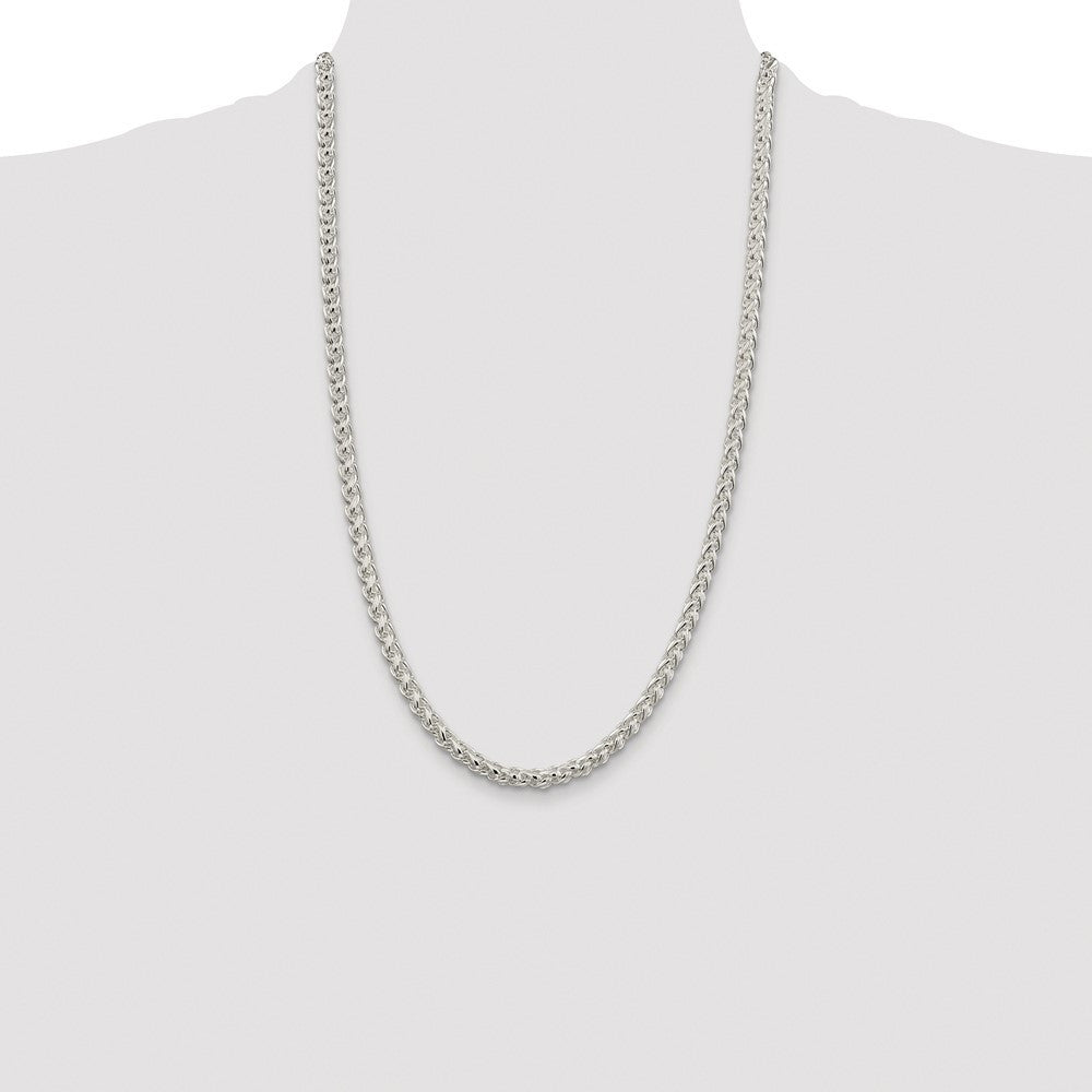 Sterling Silver Rhodium-plated 5mm Round Spiga Chain Necklace 26"