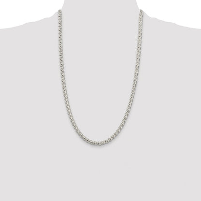 Sterling Silver Rhodium-plated 5mm Round Spiga Chain Necklace 26"