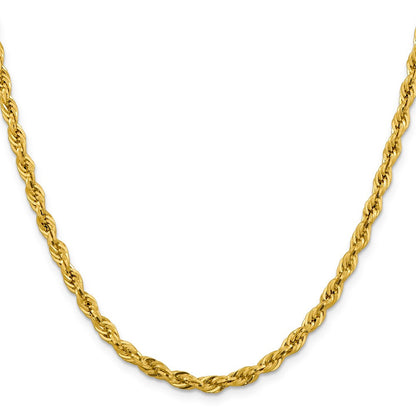 14k Yellow Gold 4.25mm Semi Solid Rope with Lobster Clasp Chain Necklace 16"