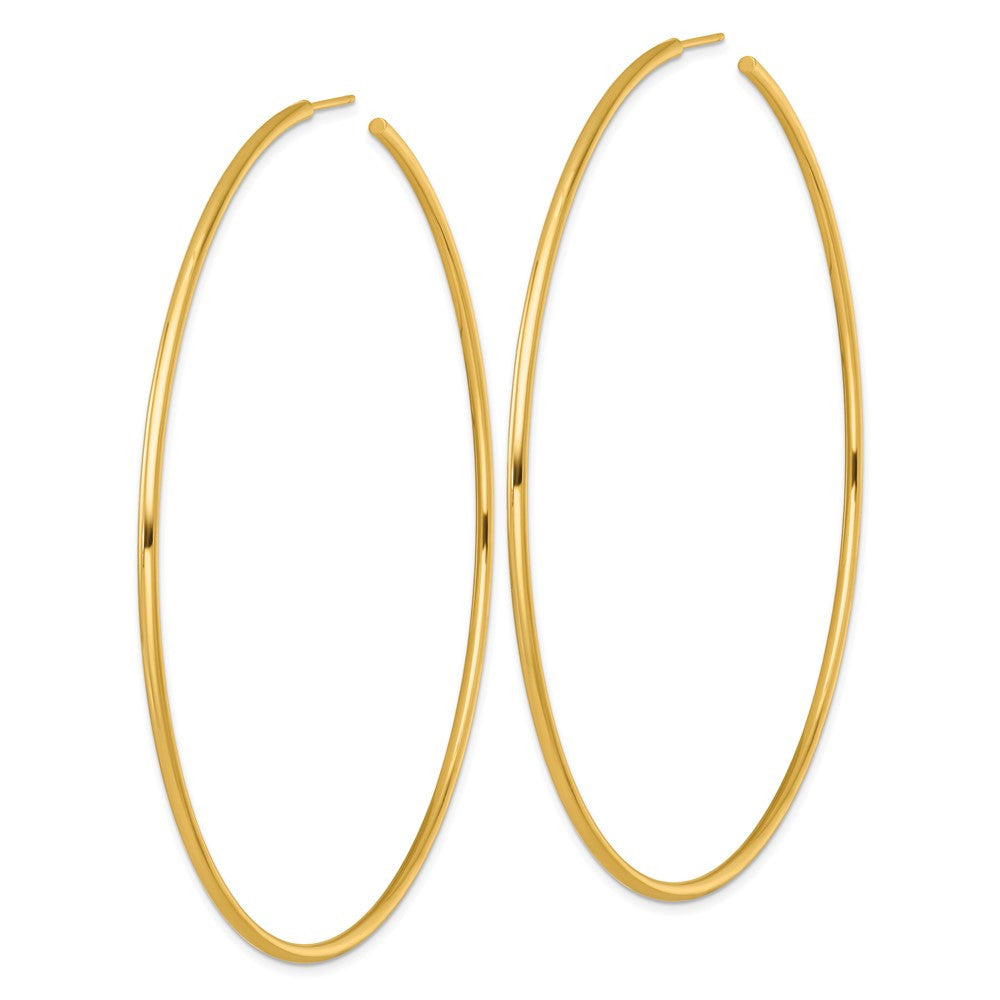 14k Yellow Gold Polished 2.0 x 90mm Tube C-Hoop Earrings
