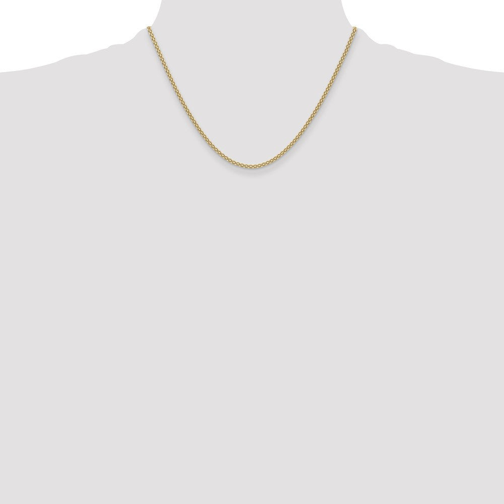 14k Yellow Gold 2.2mm Lightweight Flat Bismark Chain Necklace 18"