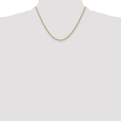 14k Yellow Gold 2.2mm Lightweight Flat Bismark Chain Necklace 18"