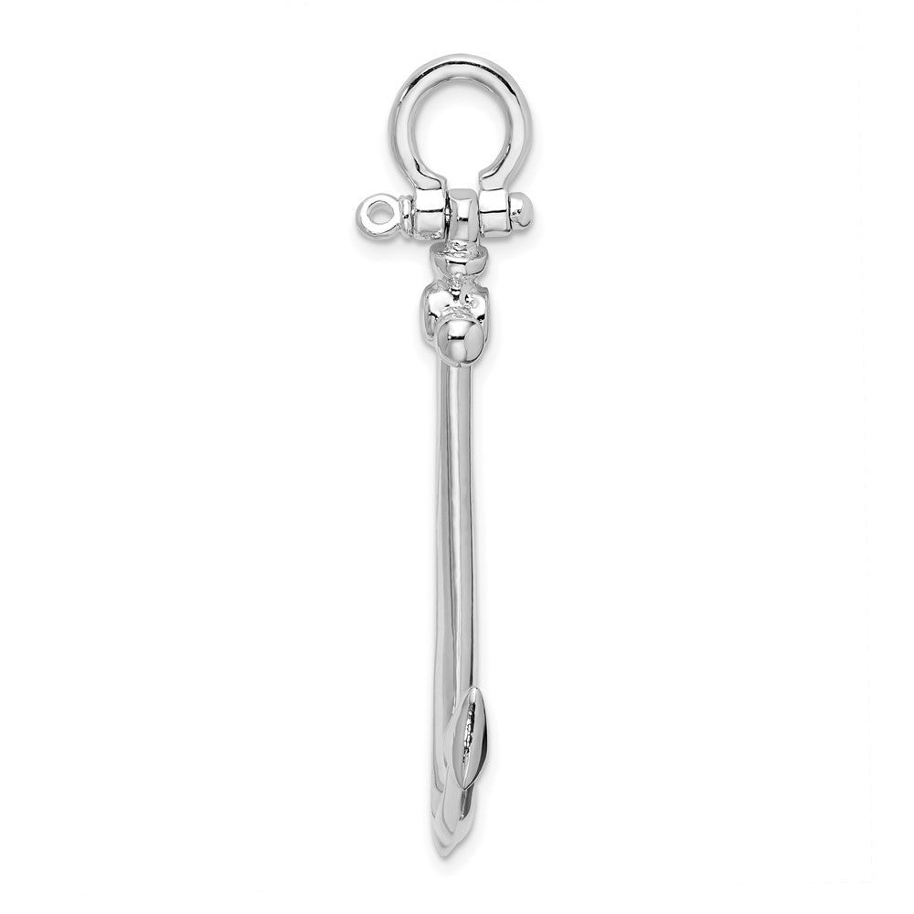 Sterling Silver Rhodium-Plated Polished 3D Large Anchor Pendant