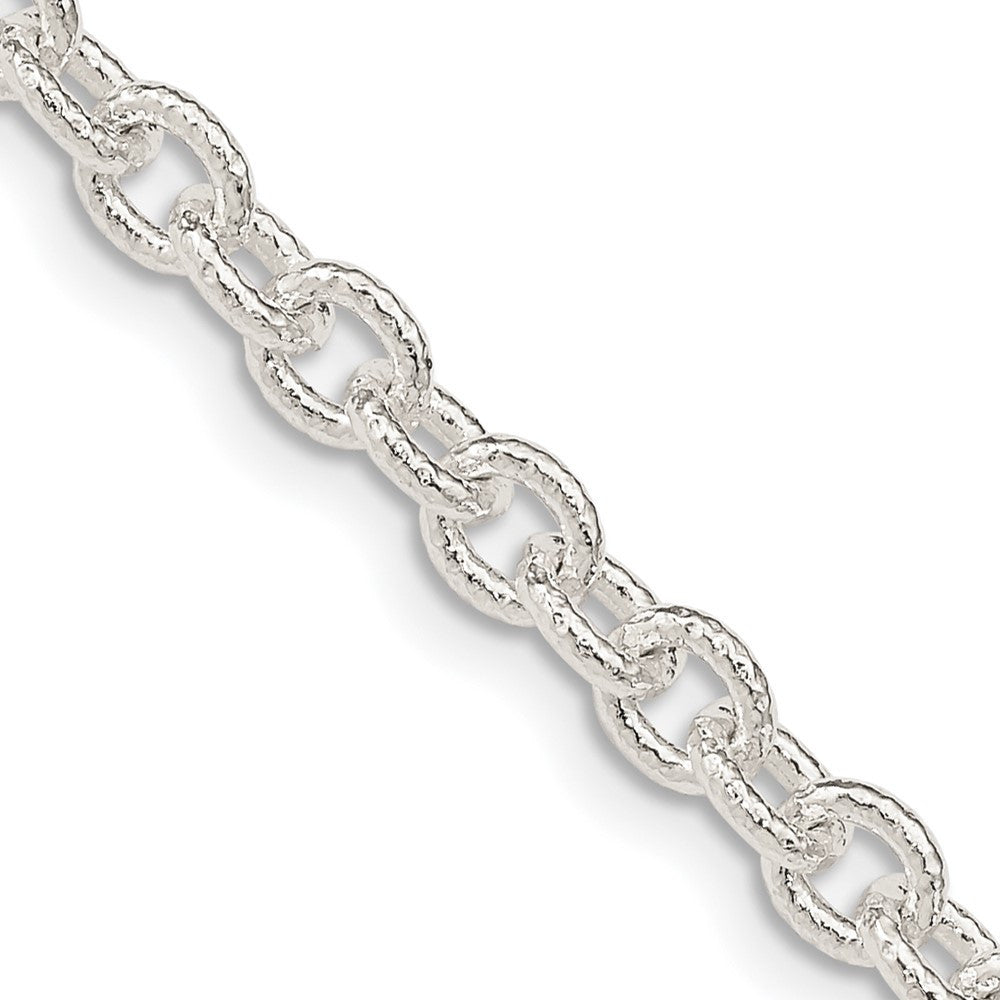 Sterling Silver 4.55mm Fancy Patterned Rolo Chain Necklace 24"