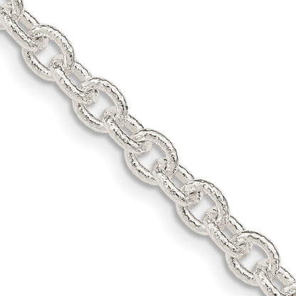 Sterling Silver 4.55mm Fancy Patterned Rolo Chain Necklace 24"