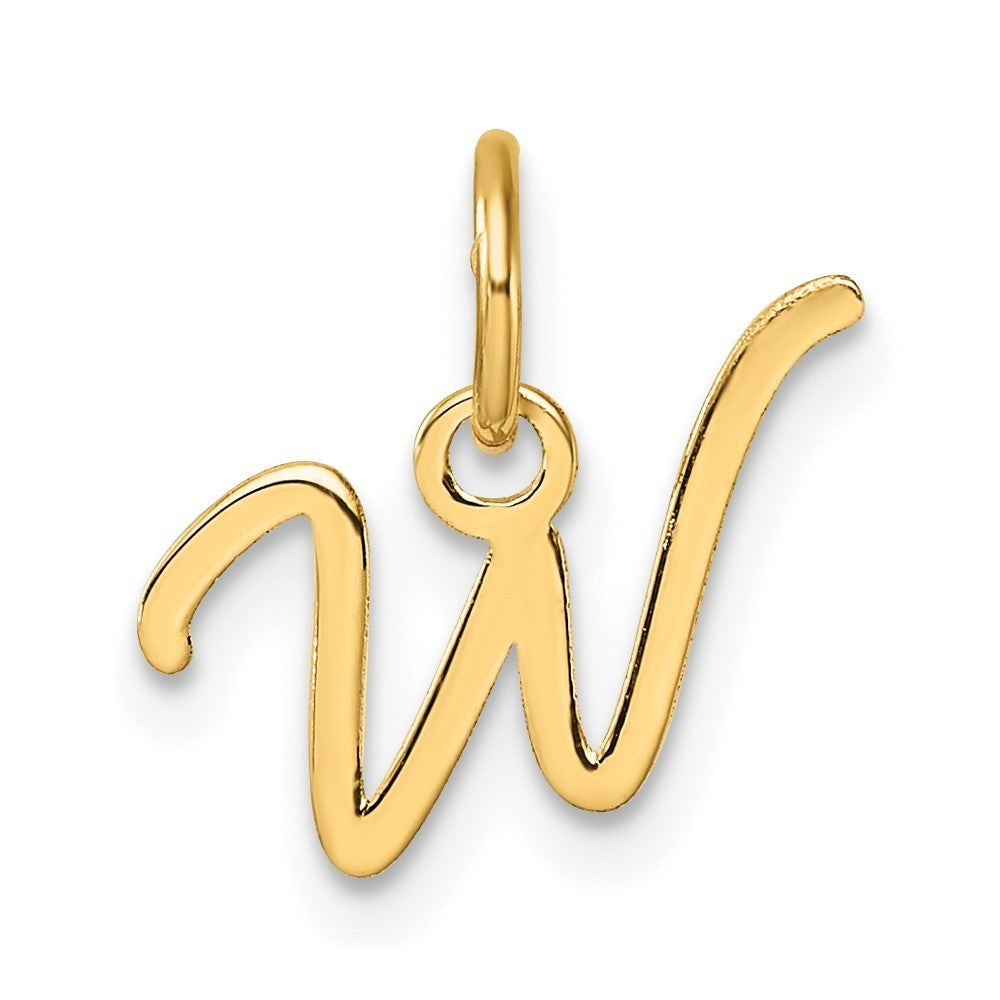 14k Yellow Gold Uppercase Letter W Initial Charm Pendant