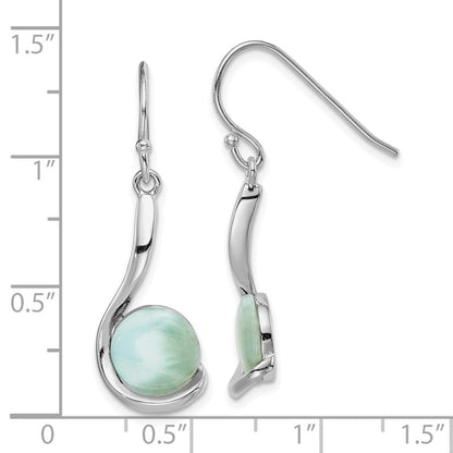 Sterling Silver Rhodium-plated Larimar Swirl Dangle Earrings