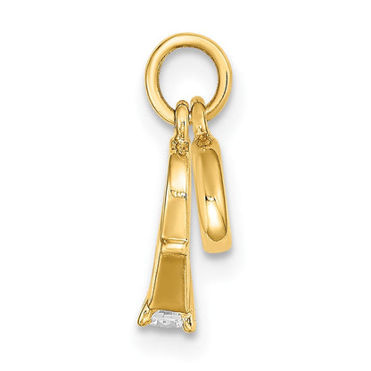 14k Yellow Gold CZ Mini 3D Wedding Ring Charm Pendant